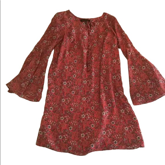 Jasmine & Juliana Dresses & Skirts - Jasmine & Juliana Tunic Shift Bohemian Coral Print Dress with Bell Sleeves